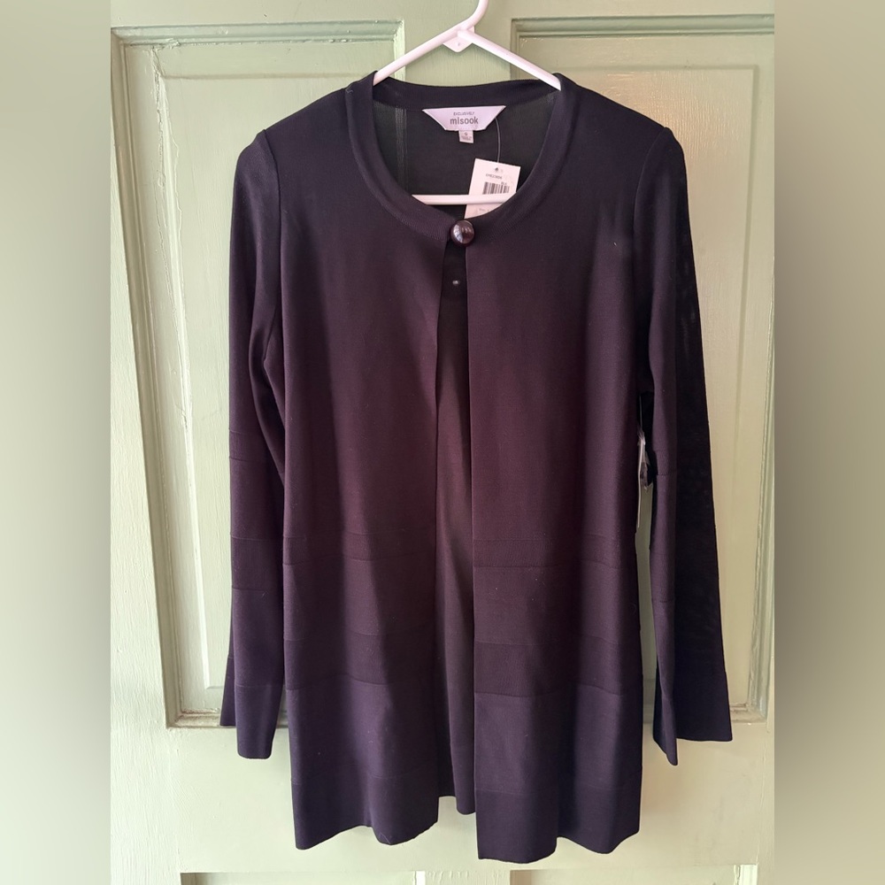 Misook Cardigan Sweater Womens s single button Open Front‎ Wrinkle Free
